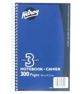 CAHIER SPIRALE LIGNÉ HILROY 300P 24.1CM X 15.2CM