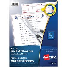 FEUILLES À PLASTIFIER AVERY 9X12 TRANSPARENTES PQT 10