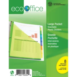 SÉPARATEURS AVEC POCHETTES ECOOFFICE TRANSPARENTES COLORÉS